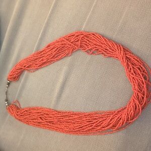 Lee Sands “Red Orange” Seed Bead Multi Strand Necklace